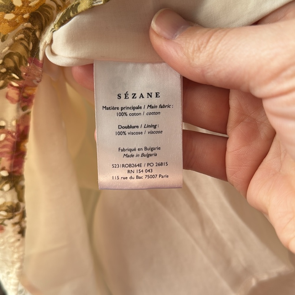 Sold!!  New with tags Sezane chiaretta floral eyelet dress size 34/ us 2 - Picture 11 of 14